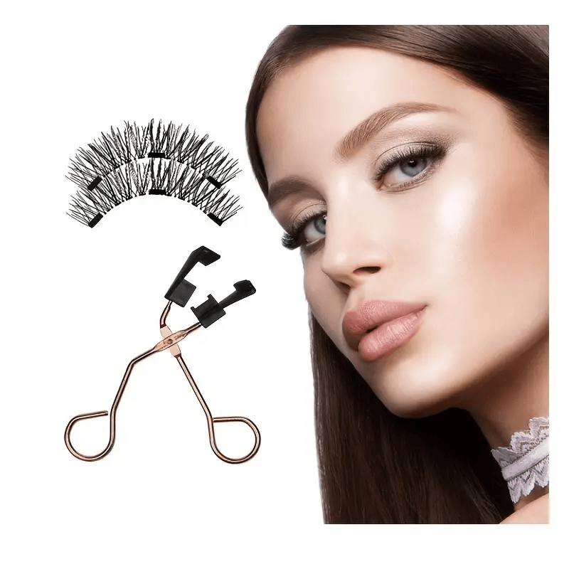 Magnetic 8Pcs Reusable Eyelashes with Applicator – No Glue, 5 Magnet Natural Look Lashes