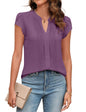 Beautiful Blouses For Ladies - Women's V-Neck Blouse with Pintuck Detail Short Petal Sleeve Business Top
