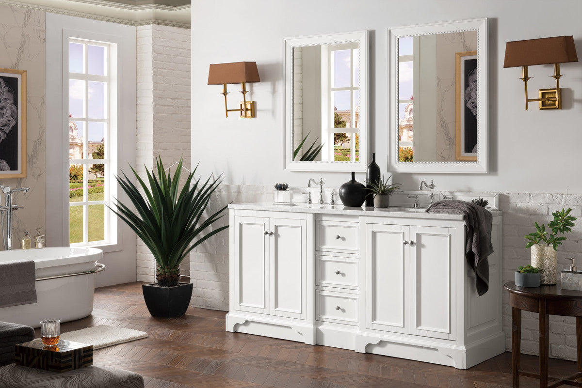De Soto 72" Double Vanity Cabinet, Bright White