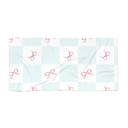Customizable: Chic Beach Towel with Pink Bow Design | Perfect for Summer, Pool Days, Beach Trips, picnics, Vacation, Gift Ideas