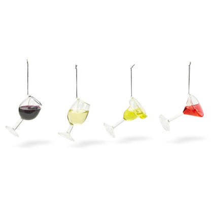 Red Wine Hand-Crafted Glass Ornament | Real Liquid Inside | Wine,