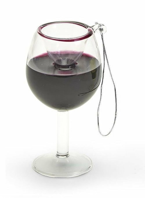 Red Wine Hand-Crafted Glass Ornament | Real Liquid Inside | Wine,