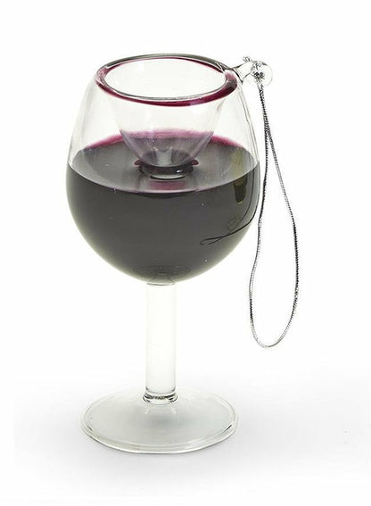 Red Wine Hand-Crafted Glass Ornament | Real Liquid Inside | Wine,
