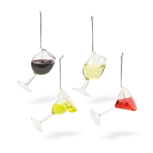 Red Wine Hand-Crafted Glass Ornament | Real Liquid Inside | Wine,