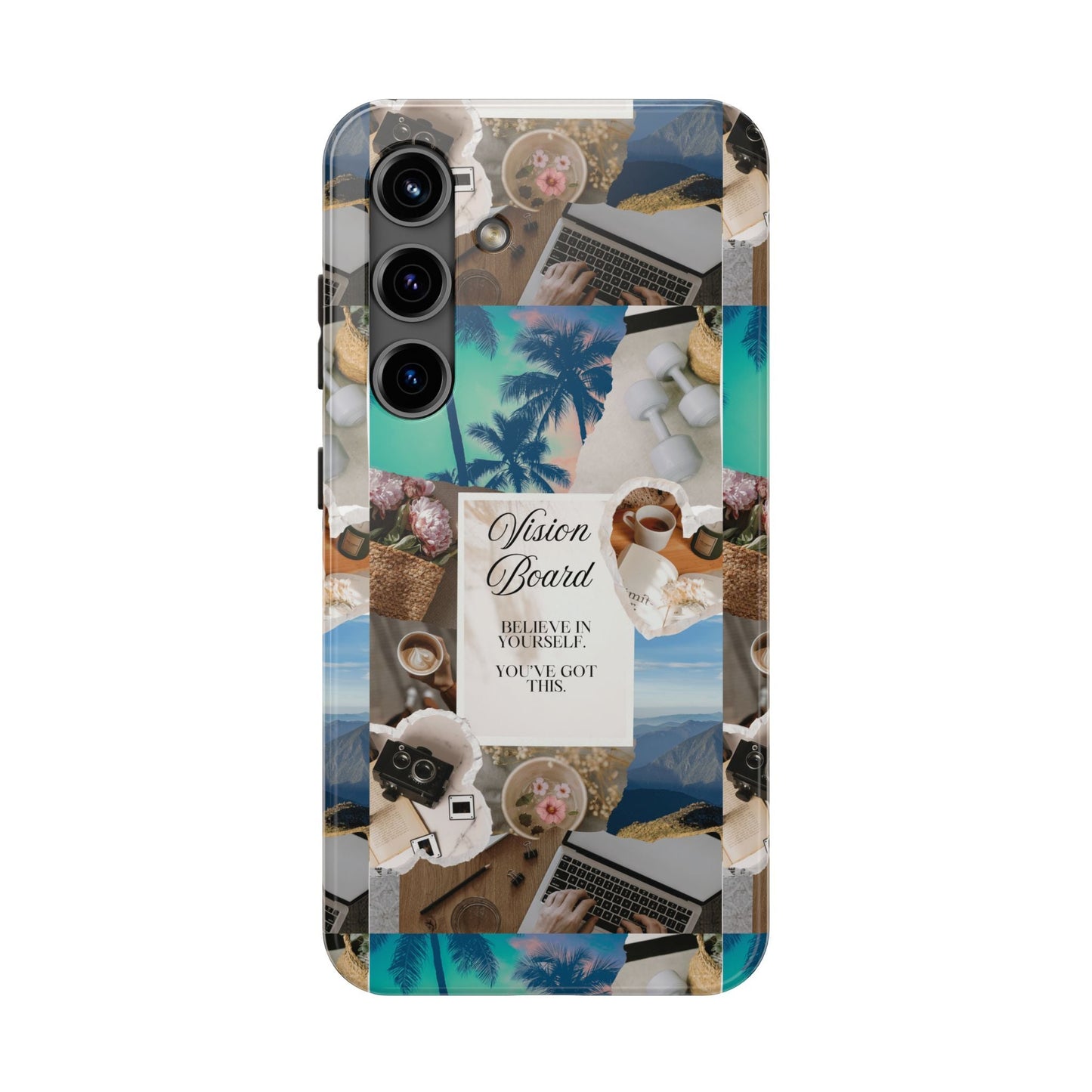 Inspiring Vision Board Phone Case, Motivational Tough Case, Adventurous Gift for Her, Self-Care, Dream Big, Unique Phone Accessory