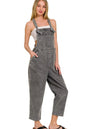 Zenana Washed Knot Strap Relaxed Fit Overalls in Black