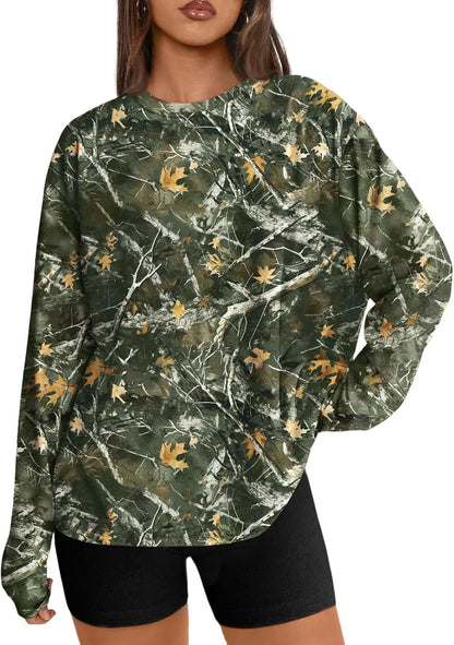 Big & Tall Clothing - Women's Oversized Long Sleeve T-Shirt Basic Crewneck Tee Fall Casual Top