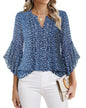 Beautiful Blouses For Ladies - Women's 3/4 Sleeve Chiffon Blouse Dressy Business Casual Work Shirt