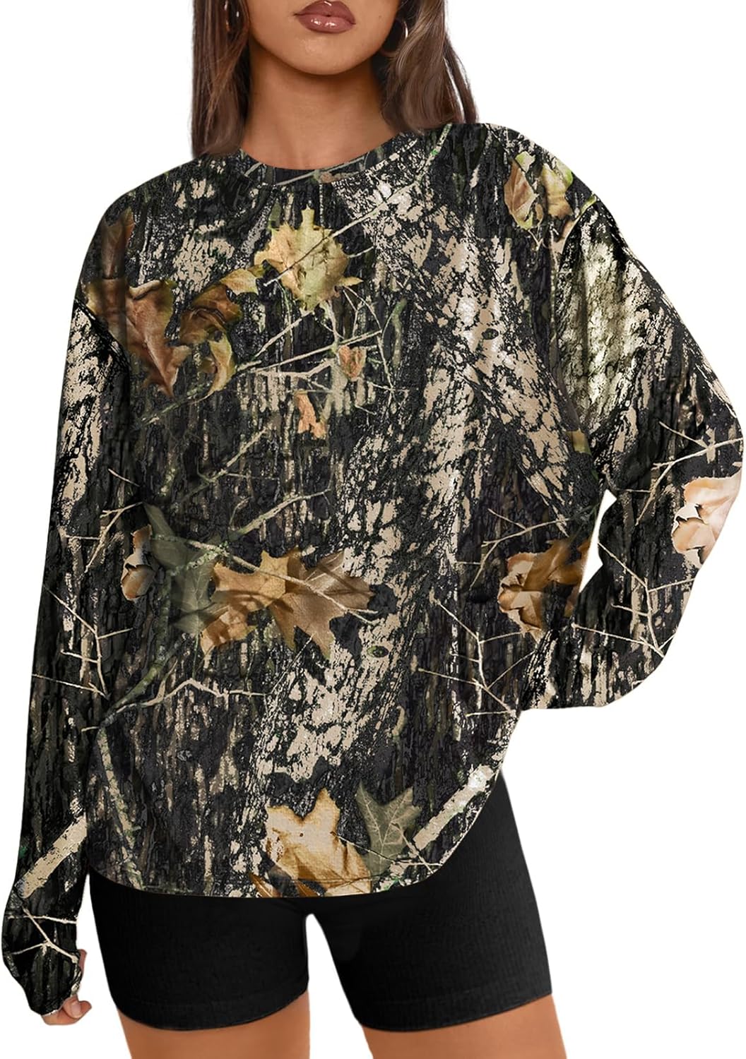 Big & Tall Clothing - Women's Oversized Long Sleeve T-Shirt Basic Crewneck Tee Fall Casual Top