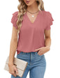 Polyester Blouses - Women's V-Neck Blouse Short Sleeve Business Casual Work Shirt Summer Top