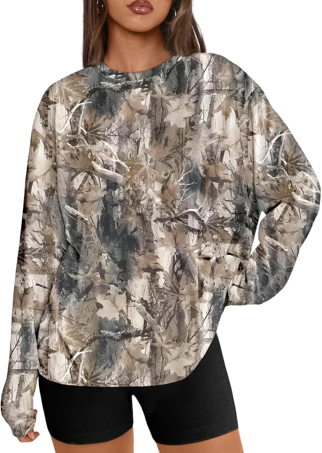 Big & Tall Clothing - Women's Oversized Long Sleeve T-Shirt Basic Crewneck Tee Fall Casual Top