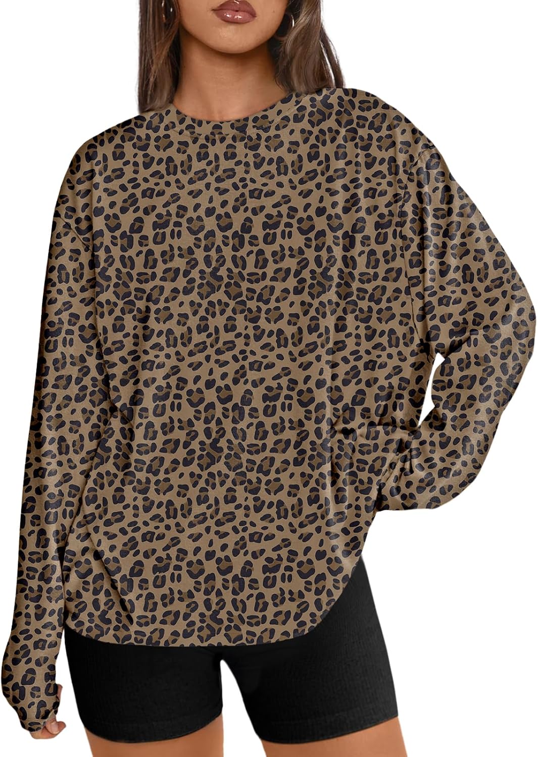 Big & Tall Clothing - Women's Oversized Long Sleeve T-Shirt Basic Crewneck Tee Fall Casual Top