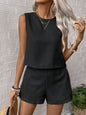 Round Neck Sleeveless Top Set with Shorts for Women