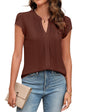 Beautiful Blouses For Ladies - Women's V-Neck Blouse with Pintuck Detail Short Petal Sleeve Business Top