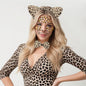 Valentine Leopard Costume - Animal Ears Headband Tail and Face Stickers - Halloween Leopard Cat Costume