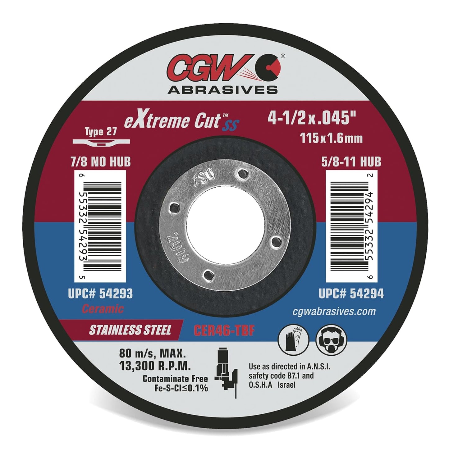CGW Abrasives eXtreme Cut Ceramic Cutting Wheels, Stainless Steel