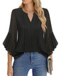 Beautiful Blouses For Ladies - Women's 3/4 Sleeve Chiffon Blouse Dressy Business Casual Work Shirt