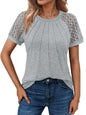 Women's Summer Lace Top Short Sleeve Business Casual Blouse