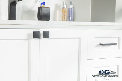 Paloma 36" White Bathroom Vanity with Quartz Top & Black Hardware