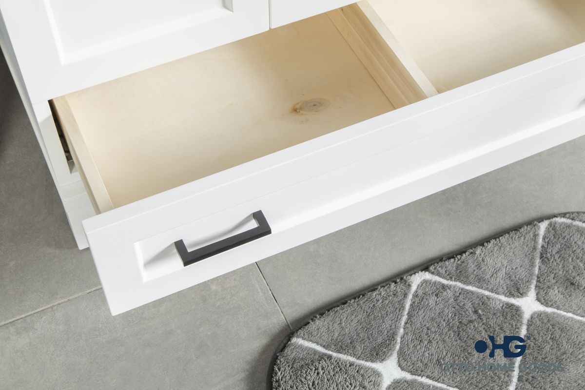 Paloma 36" White Bathroom Vanity with Quartz Top & Black Hardware