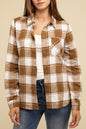 ZENANA Cotton Plaid Shacket With Front Pocket