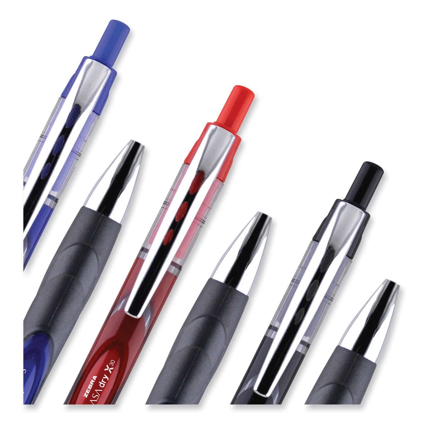 Zebra Sarasa Dry Gel X30 Gel Pen, Retractable, Medium 0.7 mm, Blue Ink, Blue Barrel, 12/Pack