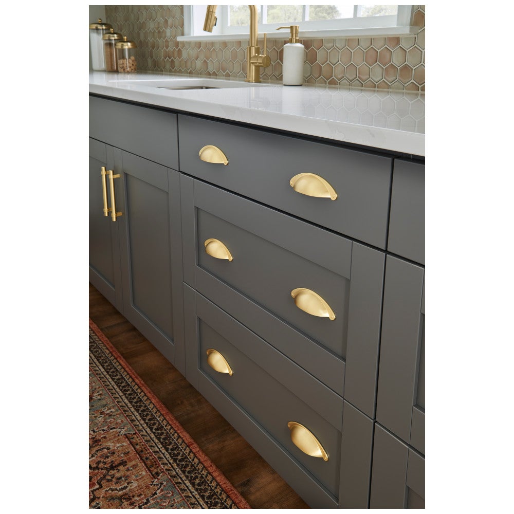 3" Center-to-Center Satin Nickel Lyon Cabinet Cup Pull