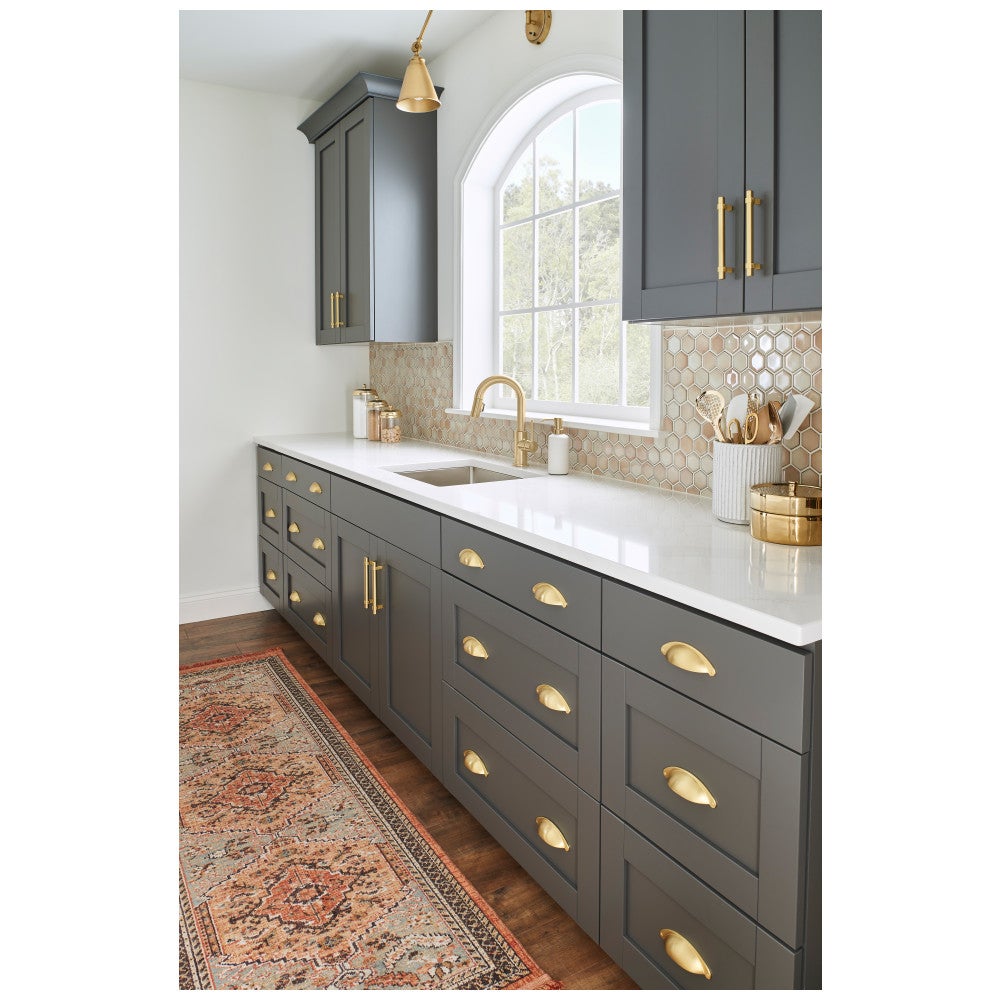 3" Center-to-Center Satin Nickel Lyon Cabinet Cup Pull