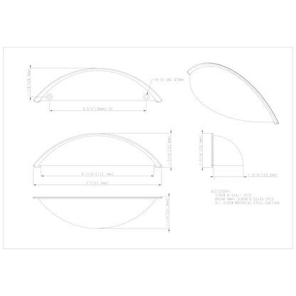 96 mm Center-to-Center Satin Nickel Bordeaux Cabinet Cup Pull