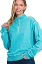 Zenana F/terry Pigment Dye & Enzyme Washing Half Zip Top