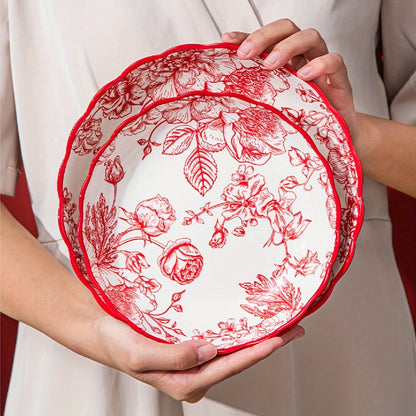 Elegant Rose Floral Salad Plates Set  Ideal Gift