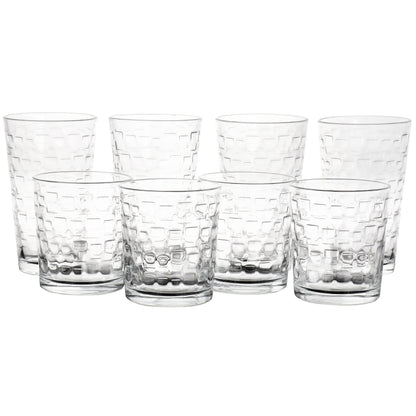 Gibson Home Canton 16 Piece Embossed Square Glassware Tumbler Set | Glassware | Under $100 | Kitchen + Metal