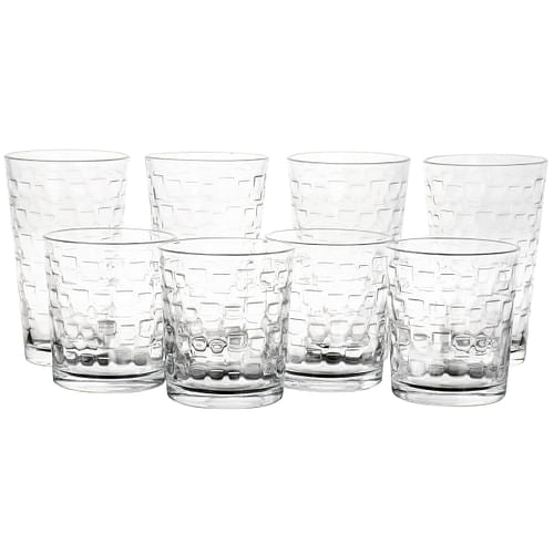 Gibson Home Canton 16 Piece Embossed Square Glassware Tumbler Set | Glassware | Under $100 | Kitchen + Metal