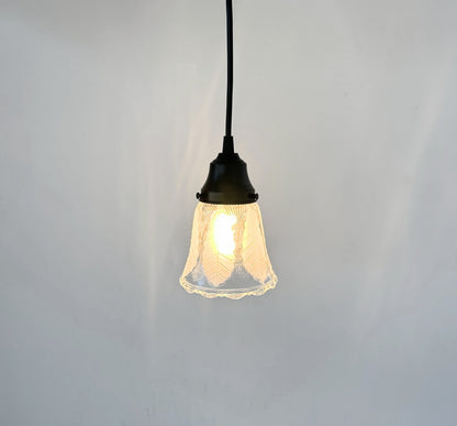 Frosted Leaf Embossed Clear Pendant Light