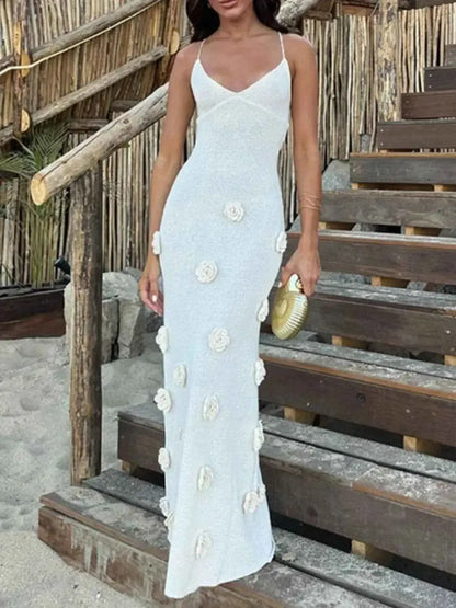 Sweater Dress - Flower Maxi Cami Dress