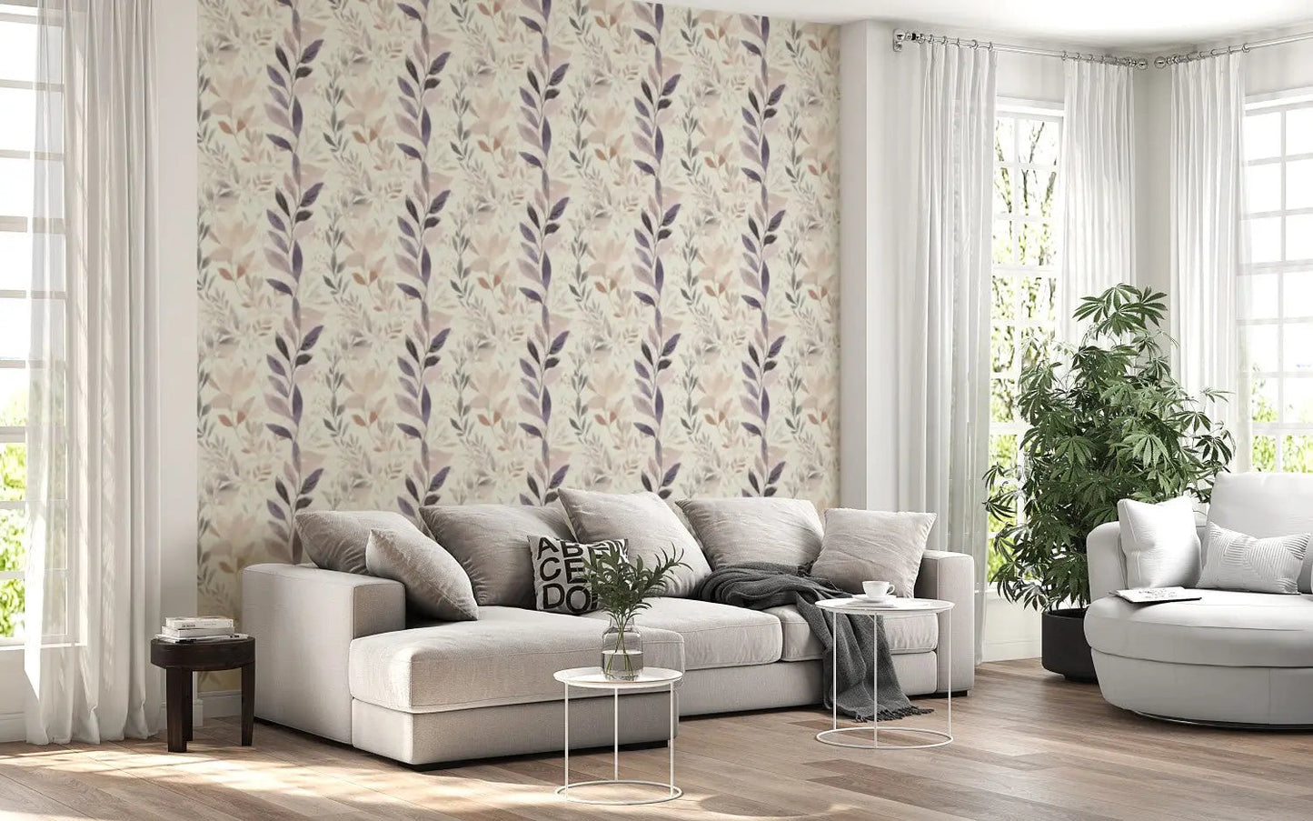 Serene Leaves in Watercolor Haze