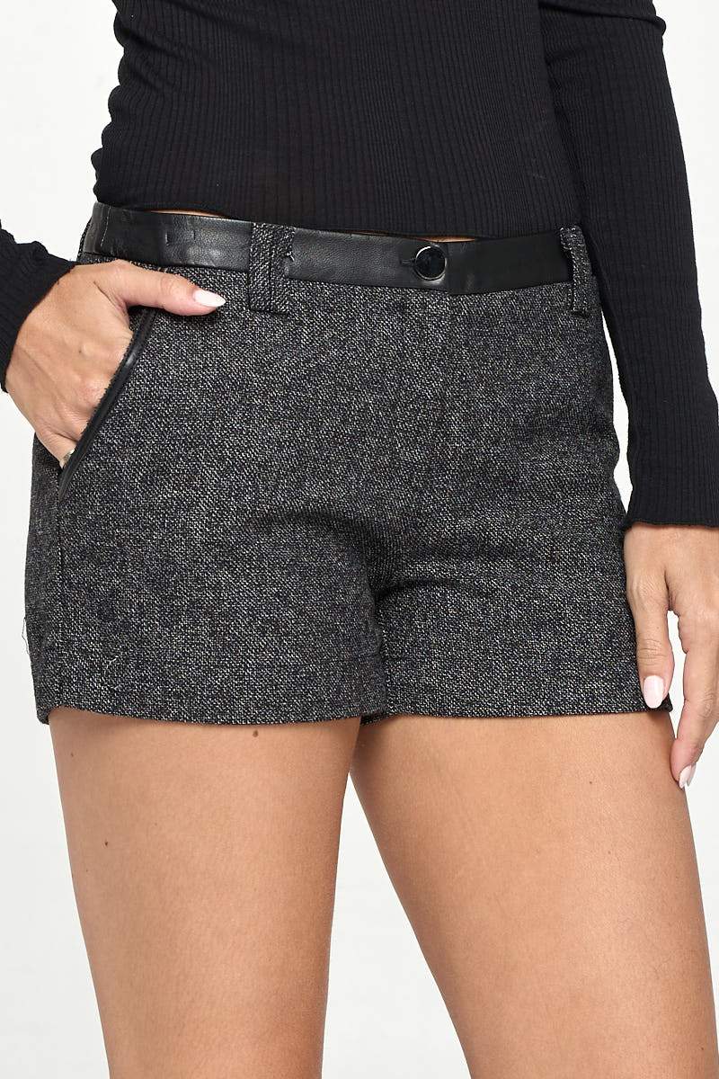 High-Waist Tweed Shorts with Faux Leather Trim | Apparel | Kitchen + Metal