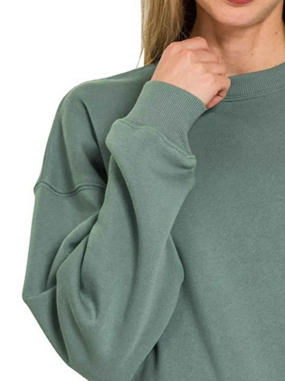 Zenana Fleece Sweatshirt for Women - Cozy Round Neck Top for Ultimate Comfort