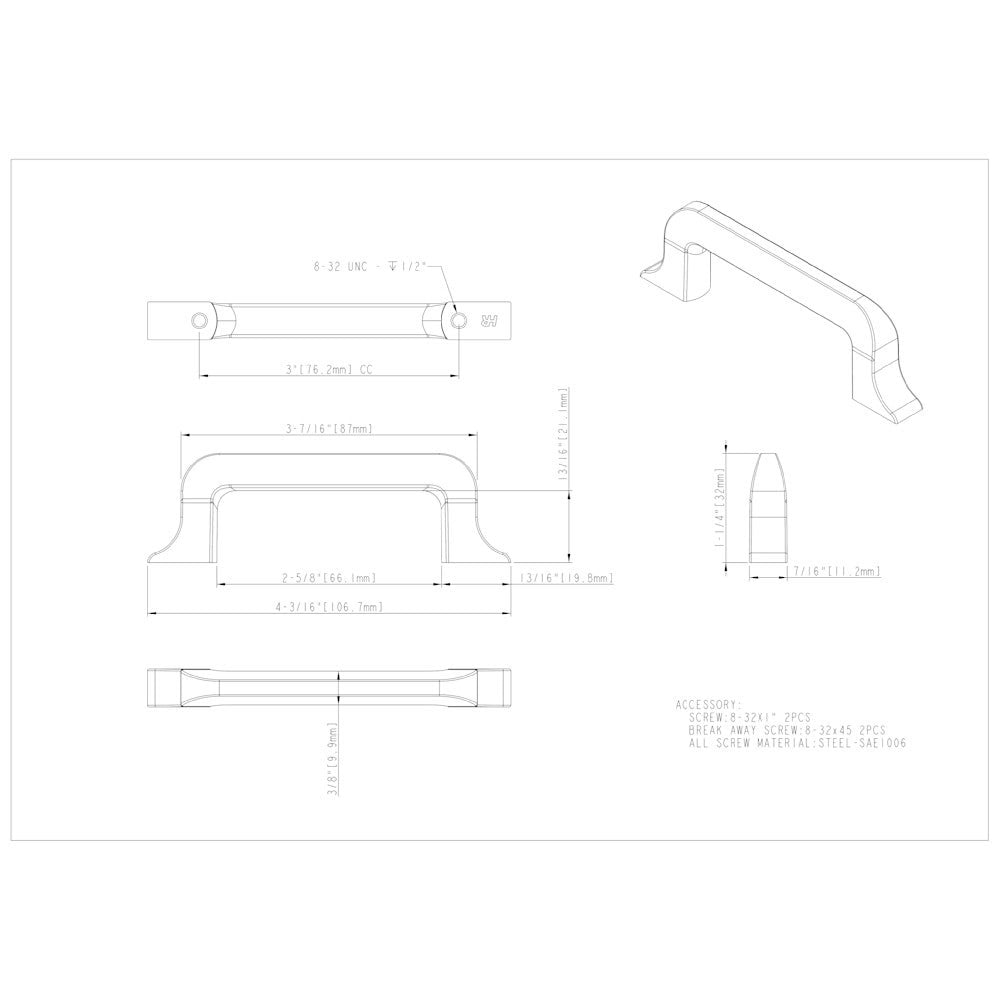 3" Center-to-Center Satin Nickel Callie Cabinet Pull