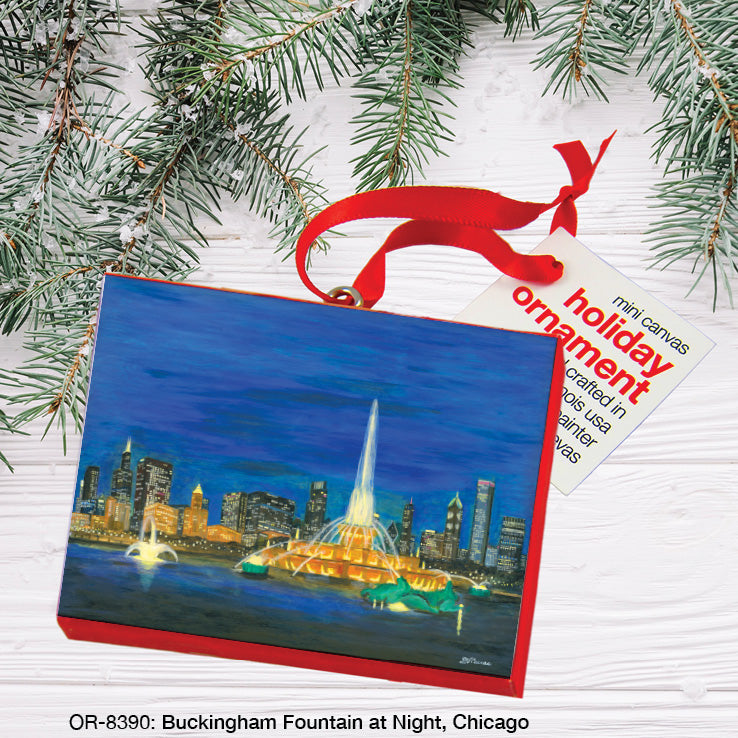 Buckingham Fountain at Night, Chicago, Ornament (OR-8390A)
