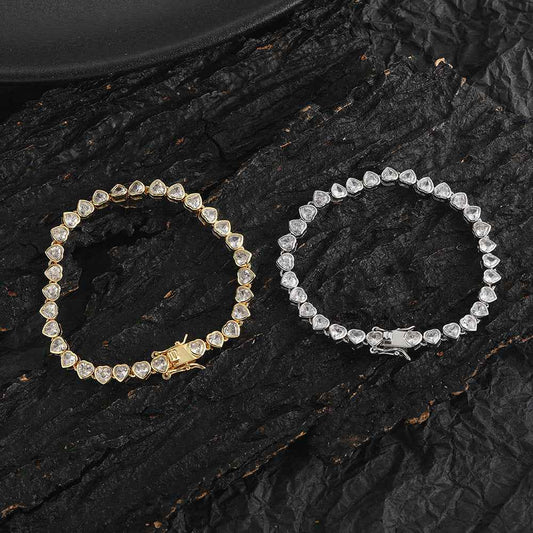 Women's Heart-shaped Couple Bracelet - Elegant Tennis Chain Design Perfect for Couples