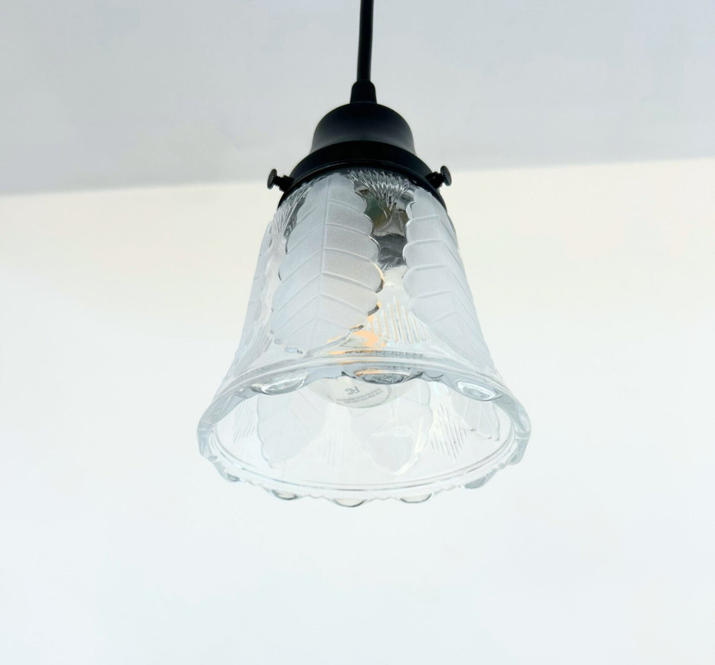 Frosted Leaf Embossed Clear Pendant Light