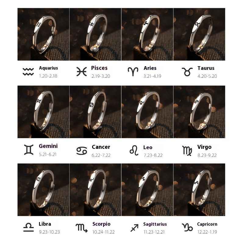 Women’s Open Zodiac Constellation Ring - 12 Signs Alloy Zodiac Constellation Ring