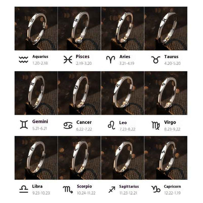 Women’s Open Zodiac Constellation Ring - 12 Signs Alloy Zodiac Constellation Ring