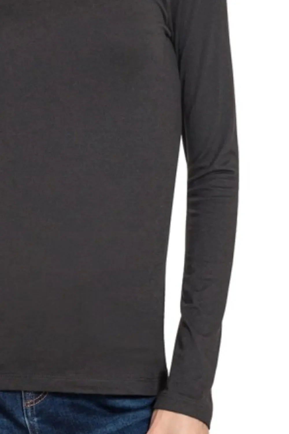 Zenana Premium Microfiber Mock Neck Top in Black