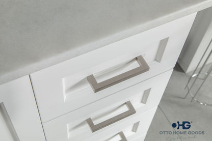 Paloma 42" White Bathroom Vanity with Quartz Top & Black Hardware