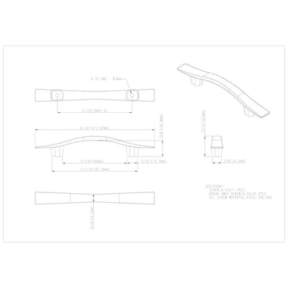 3" Center-to-Center Brushed Antique Brass Square Kingsport Cabinet Pull