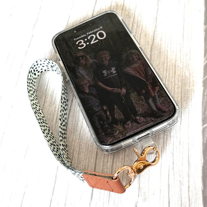Phone Wrist Strap Keychain with Tether Tab - PINK DAISIES