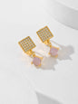 European American Zircon Earrings in Various Colors - Square Fashion Style