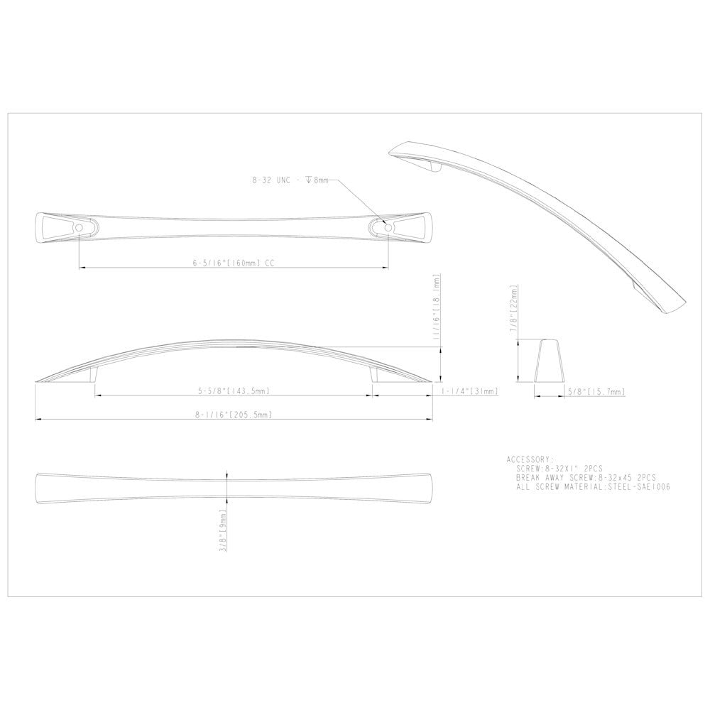 96 mm Center-to-Center Satin Nickel Flared Regan Cabinet Pull